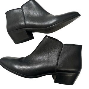 Sam Edelman Black Leather Petty Low Heel Ankle Booties Size 10 Classic Timeless